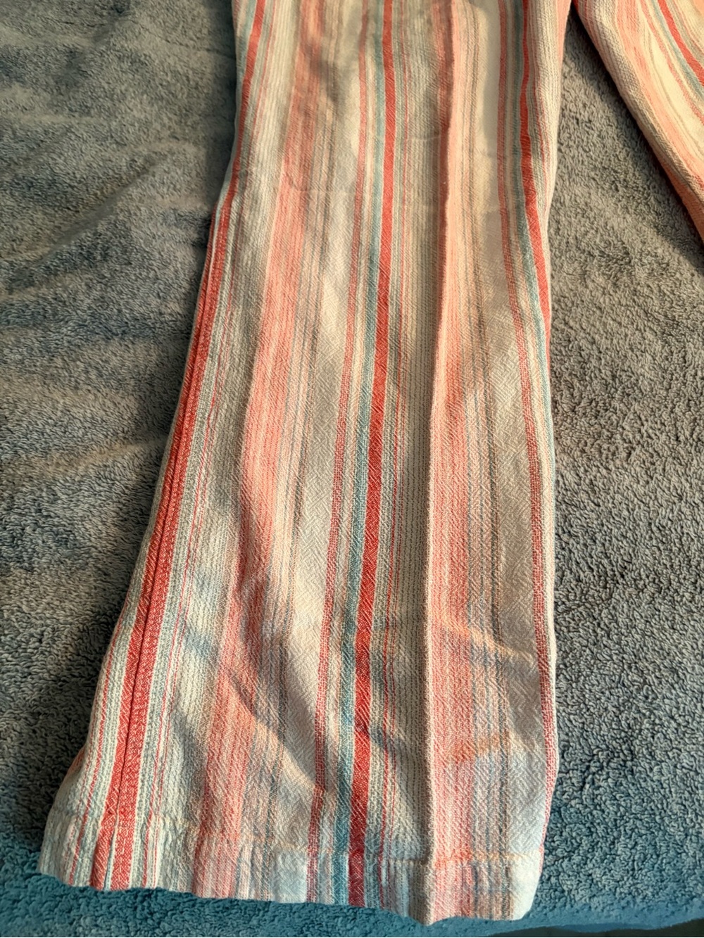Per Se Striped Linen Blend Wide Leg Pants Medium Beachy Coastal Coral Boho - Picture 8 of 10